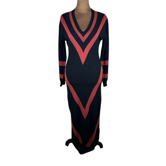Ted Baker London Brown & Black Merino Wool Blend Maxi‎ Dress (0) *NO SASH* - Picture 2 of 7